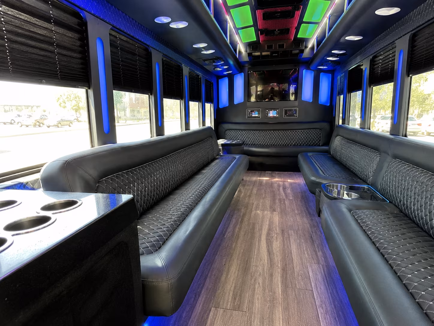 tustin 15 passenger party bus inside