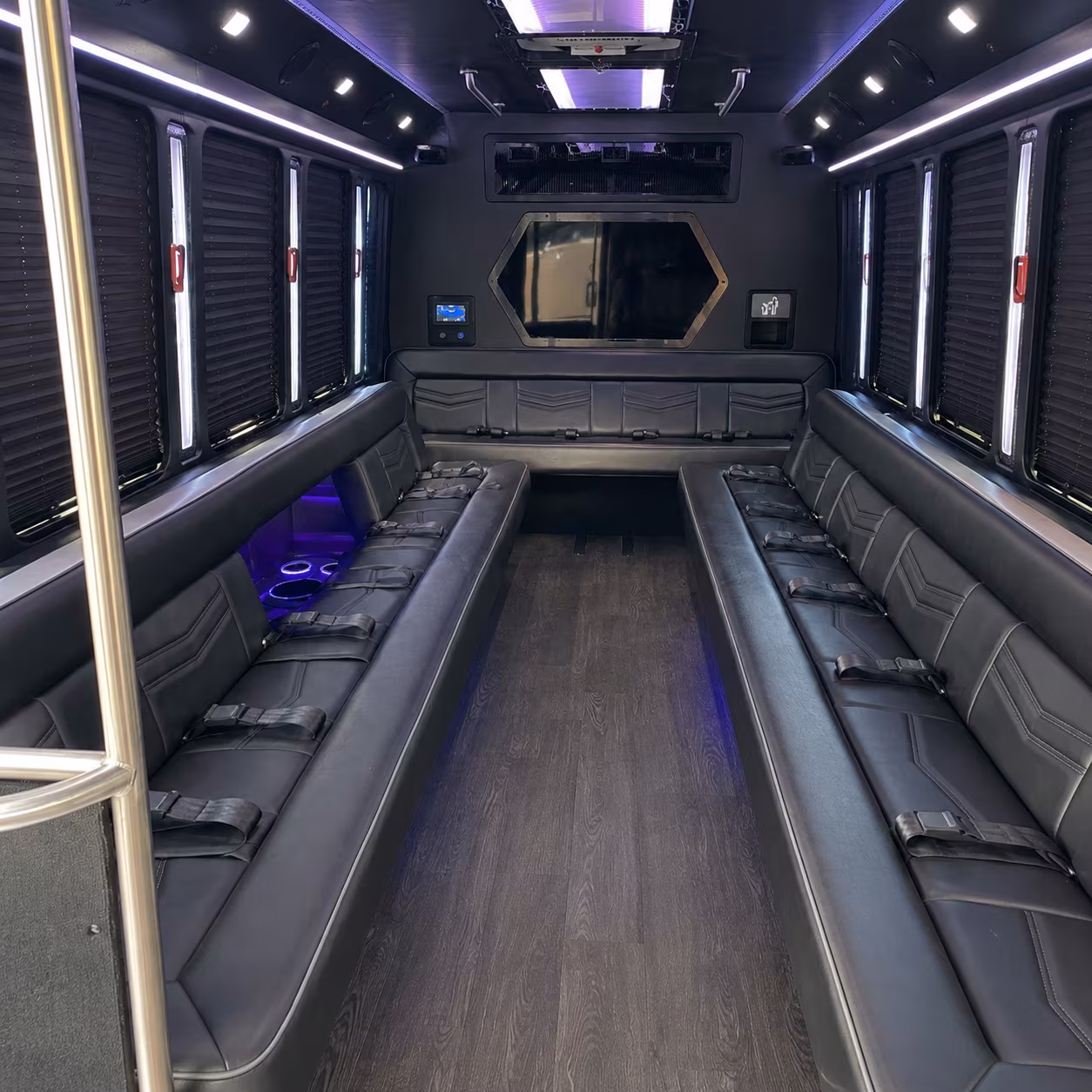 tustin 18 passenger party bus interior