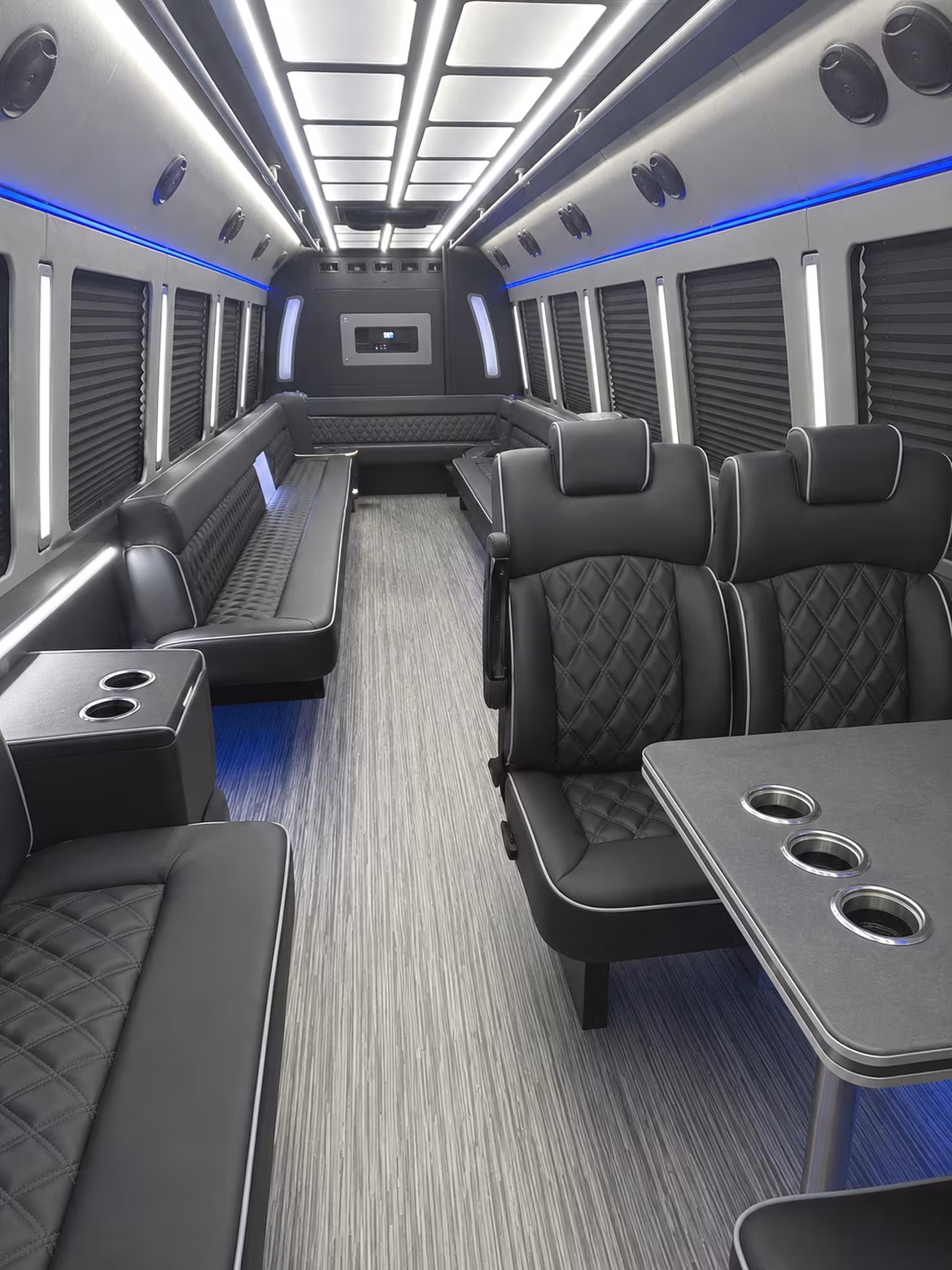 tustin 25 passenger party bus inside