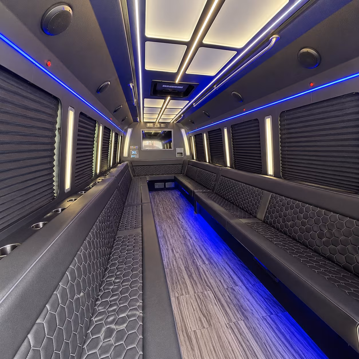 tustin 30 passenger party bus interior