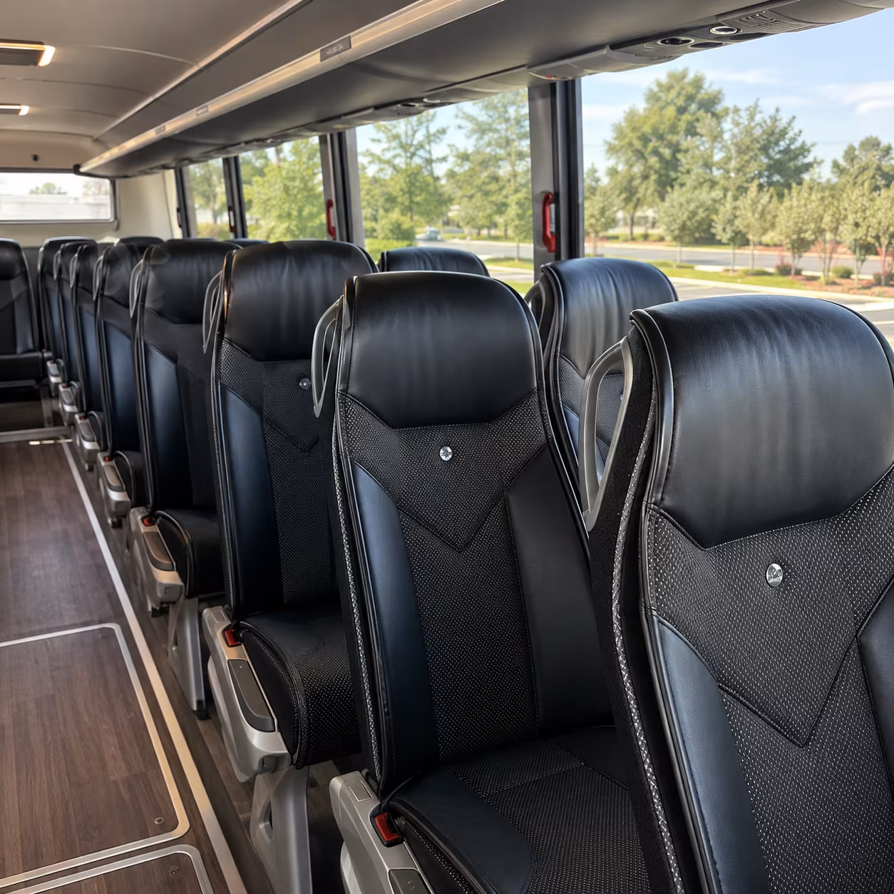 tustin 45 passenger charter bus interior