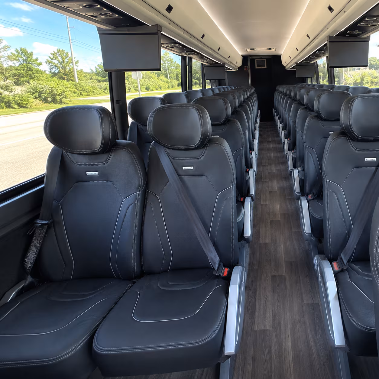 tustin 47 passenger charter bus inside